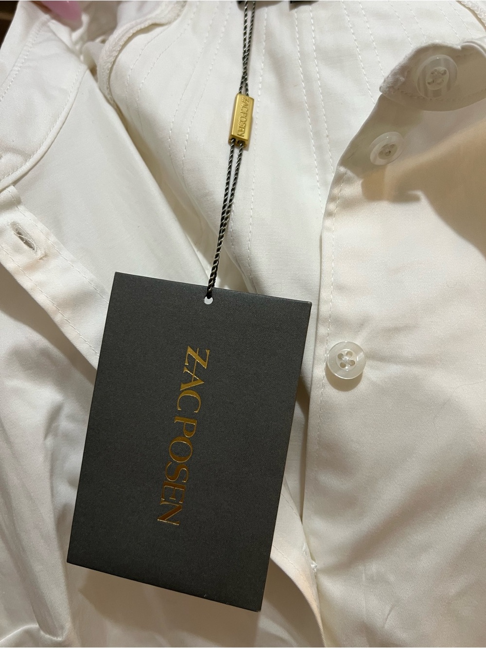Zac Posen White Button Front Shirtdress Cotton Poplin Size 12 - Picture 12 of 15